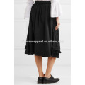 Laminado con volantes de poliéster negro Midi Summer Skirt Manufacture Wholesale Fashion Women Apparel (TA0009S)